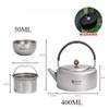 Pure Titanium Tea Kettle Outdoor Boiling Kettle Camping Portable Double Layer Tea Set with Storage Bag