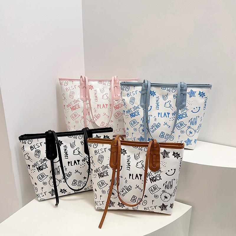 Premium light luxury tote bag large capacity fresh and sweet printed shoulder bag fashionable versatile handbag bag