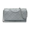 Fleming Embossed Double T Logo Soft Silhouette Leather Shoulder Crossbody Wallet Mini Women Wallet Blue Gray 138853-401