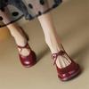 Red Heels Women 2024 Spring New Round Toe Women's Pumps Comfortable Chunky Heel Mary Jane Shoes Simple Elegant Lady Formal Shoes