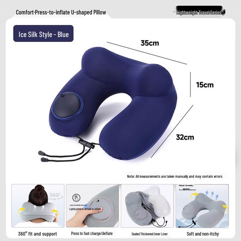 Kasisc Inflatable Double Hump U-shaped Neck Pillow