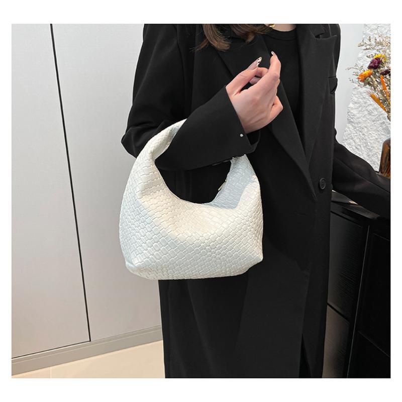 Women Classic Woven Embossed Soft Pu Leather Small Top Handle Hobo Shoulder Bag Casual Daily Handbag
