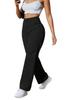 Rose Beauty A Women's Casual, Fashionable, Simple Solid-Colored Straight-Leg Pants Stretch wide legs Multiple buttons a row Trousers