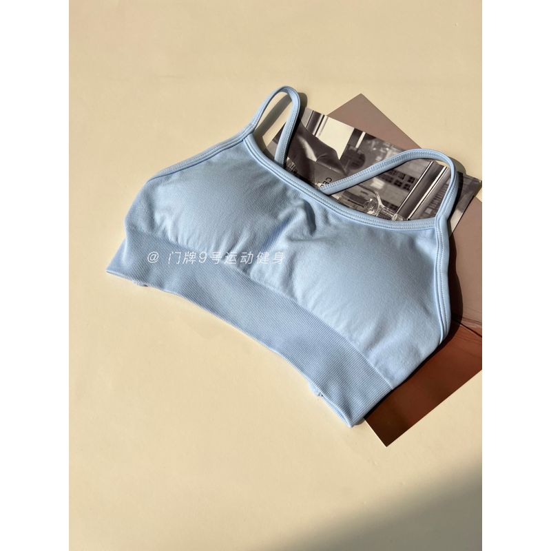 Cross-Back Beauty Back Sports Bra with Shockproof Support for Fitness, Yoga, and Training for Women Ice Blue S