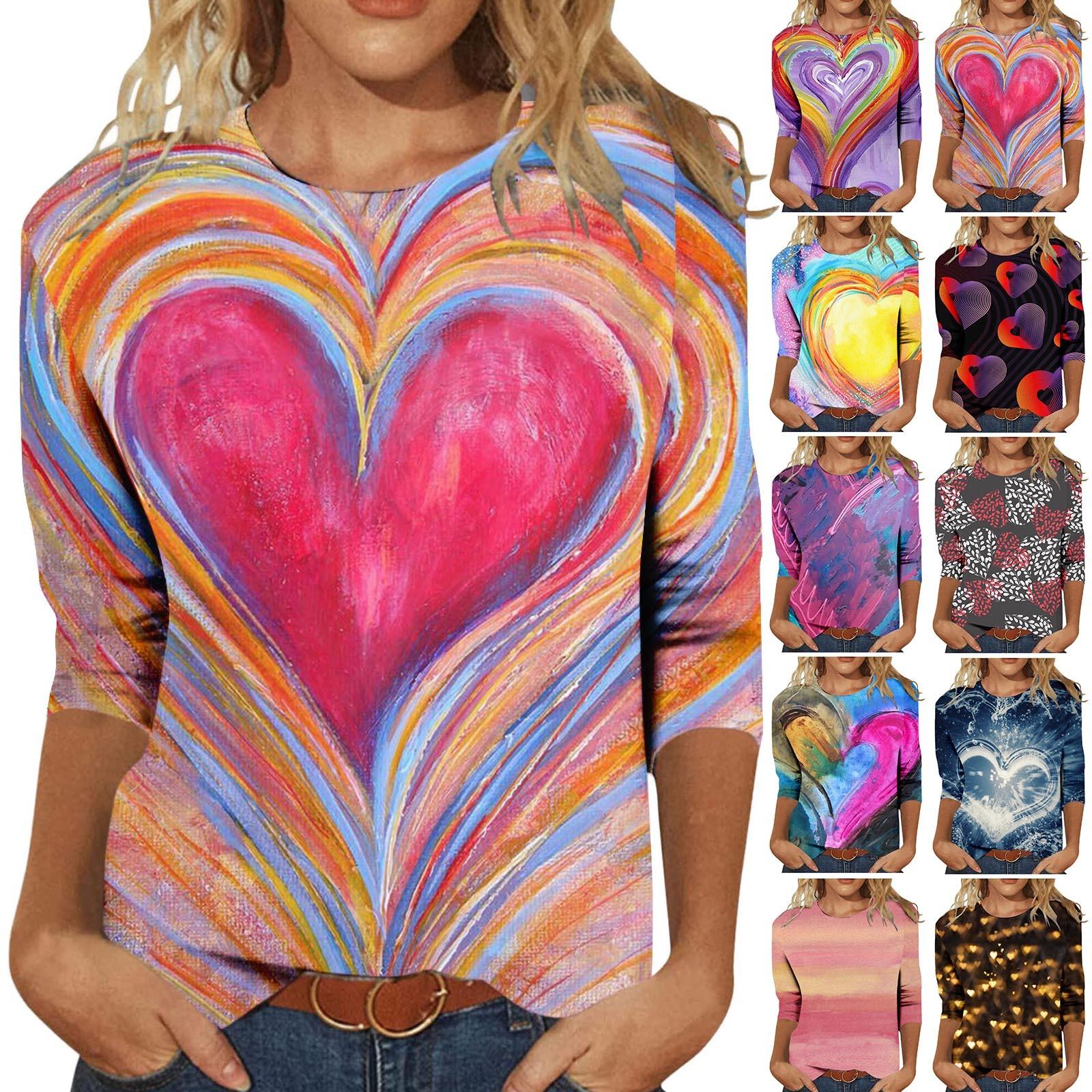 

Женская мода Повседневный темперамент Печатный круглая шея Семичастный рукав Топ