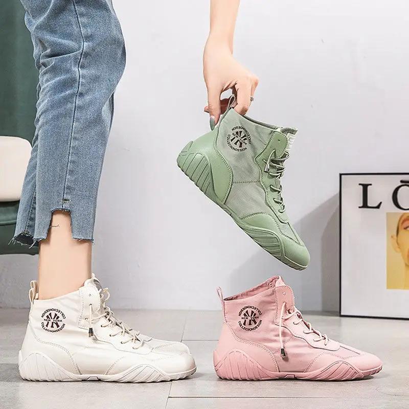 Fashion Spring Summer High-top Canvas Shoes Thin Breathable All-match Korean Shoes Trend Womens Sneakers