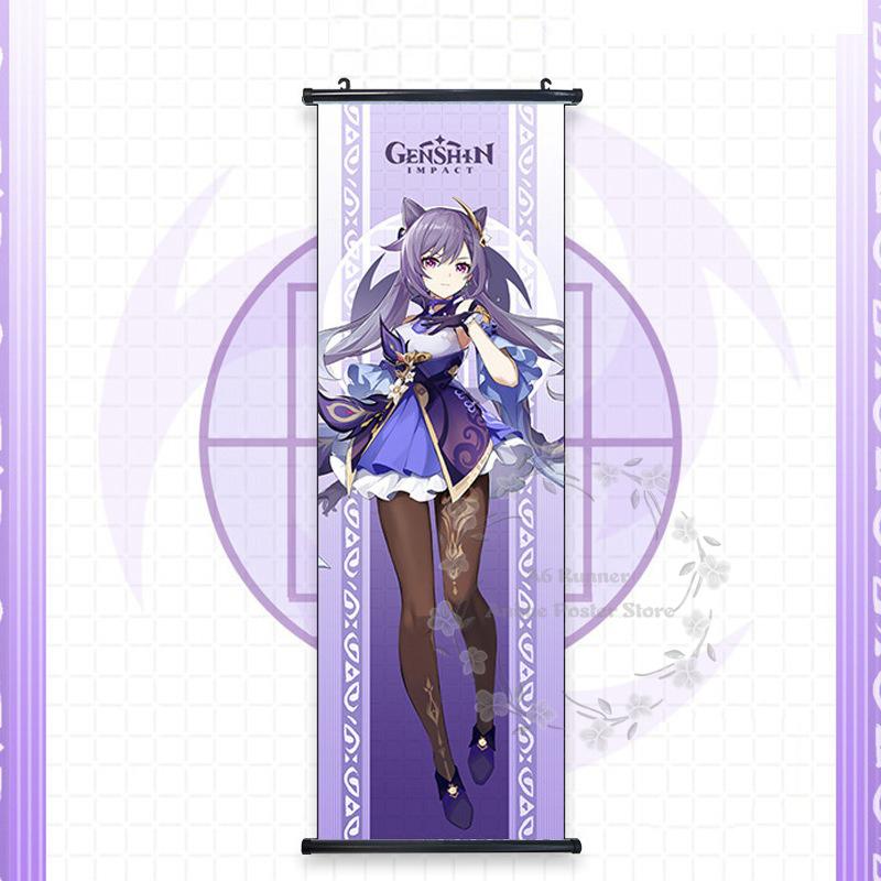 Impact Genshin Scroll Hanging Painting Anime Character Bedroom Decoration Painting Comic Exhibition Two-Dimensional Poster