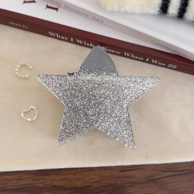 Pentagramm Y2k Mode große glänzende fünfzackige Stern Haarspange Klaue Acryl Essigsäure Hai Clip Haarschmuck