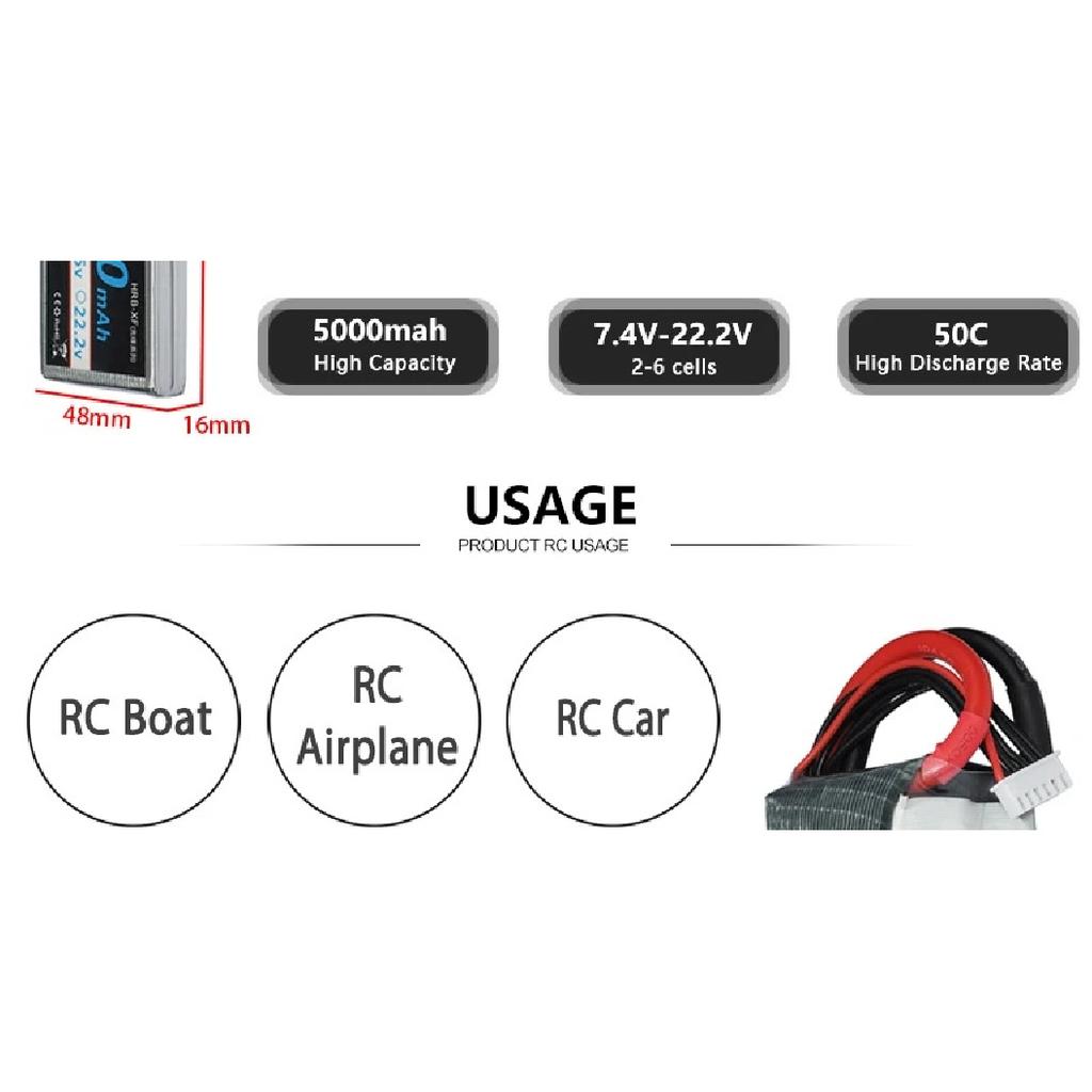 HRB 2S 3S 5S 4S 6S Lipo Baterie 3000mAh 4000mAh 5000mAh 6000mAh 7.4V 11.1V 14.8V 18.5V 22.2V XT60 Deans EC5 FPV Letadla