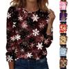 Women's Fashion Christmas Print Neck Long Sleeve Pullover Top for Holiday Wear