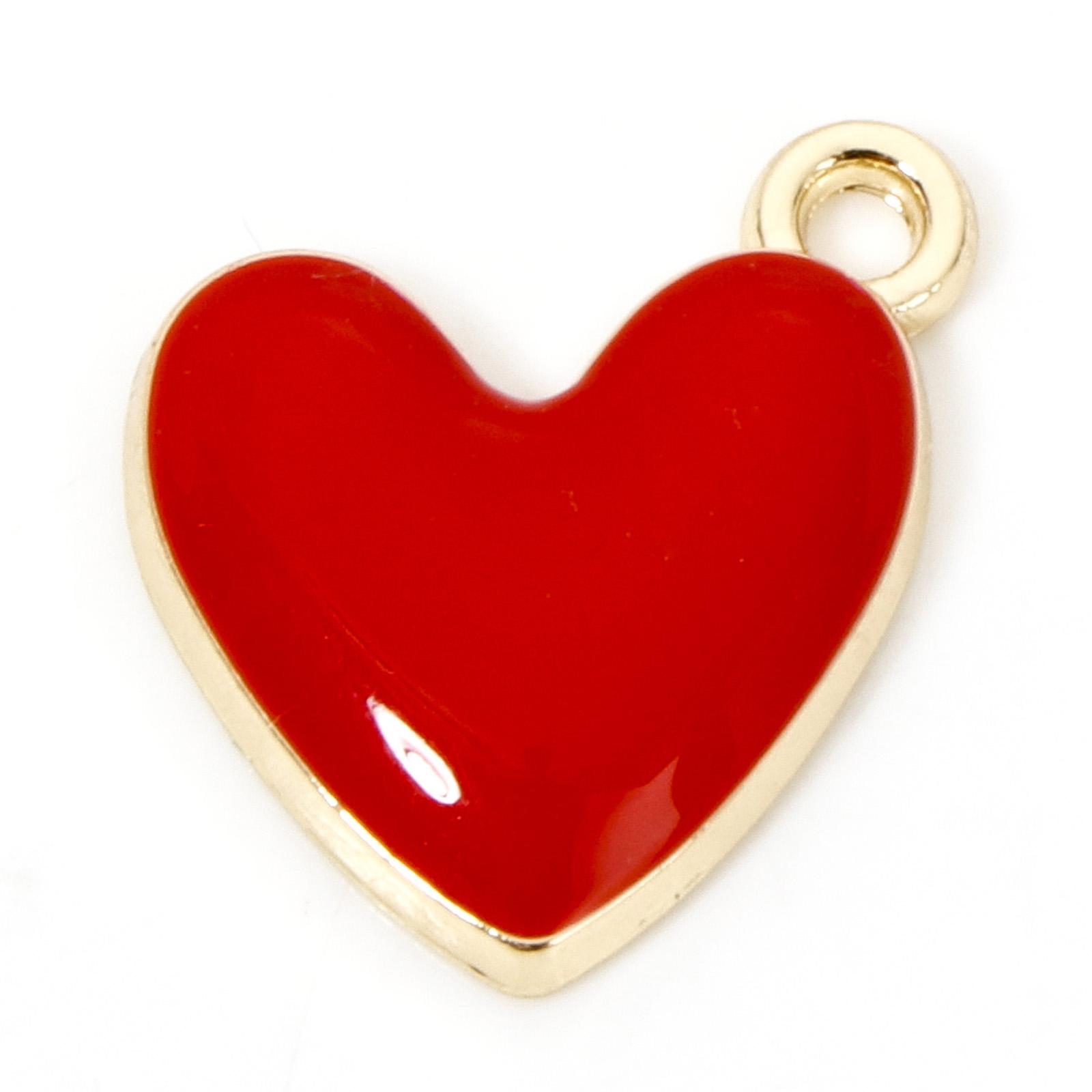 

20 PCs Zinc Based Alloy Heart Valentine s Day Charms Gold Color Multicolor Enamel Metal Pendants For Jewelry Making 16mm x 15mm червоний