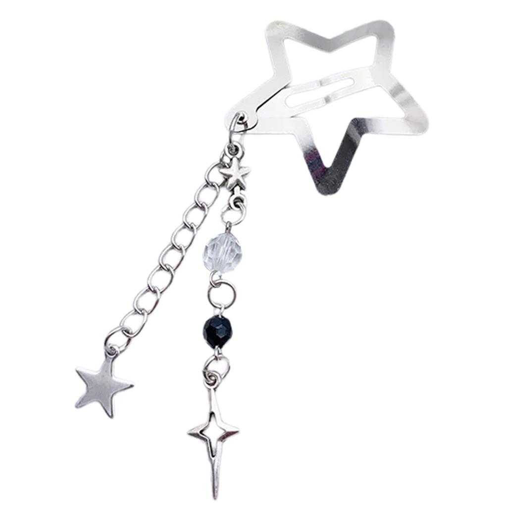 Stylish Star Shaped Hairpin Metal Snap Hair Clip Tassels Heart Beaded Barrette Styling Accessory for Women Girls