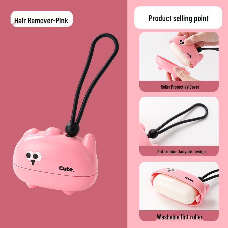 Portable Cartoon Lint Roller: Washable Hair and Dust Remover for Clothes and Pets