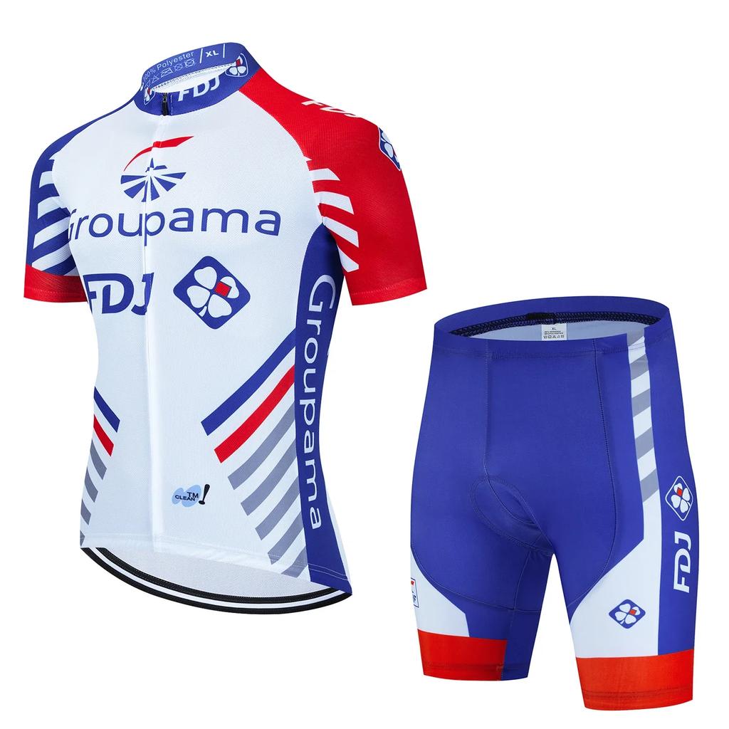 2026 Groupama FDJ TDF Cycling Jersey Sets Paris Short Sleeve Quick Dry Maillot Ciclismo Racing Bicycle Clothing
