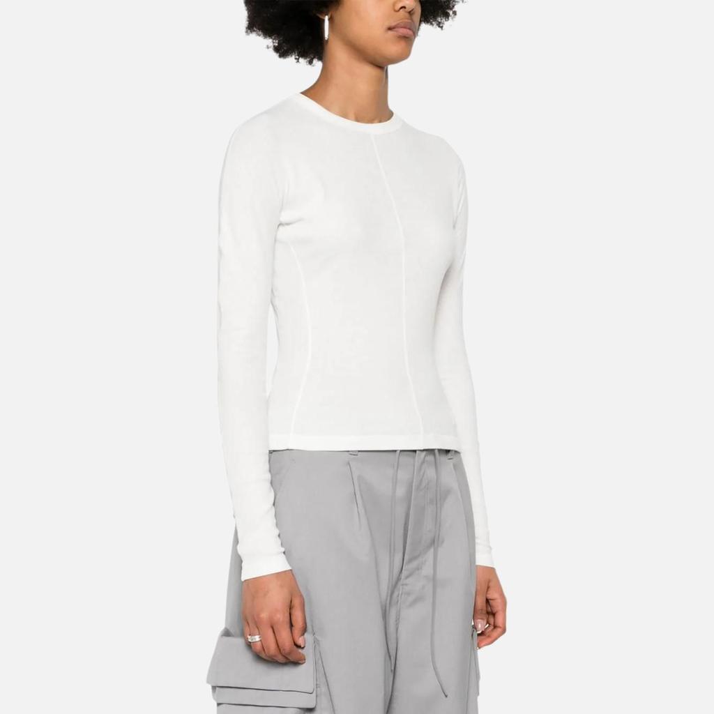 Y-3 Solid Color Crew Neck Long Sleeve T-Shirt Women tops White IV7754