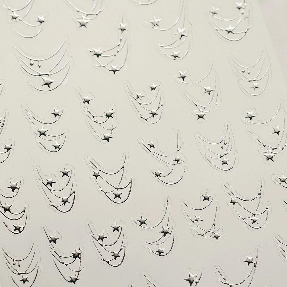 Colorful Five-pointed Star Gird Polka Dot Line Bowknot Cherry 5D Shiny Nail Art Stickers Self Adhesive Decoration Manicure Decal