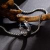 HX6F Titaniums Steel Retro Finger Ring Necklace Handmade Neckchain for Women and Men