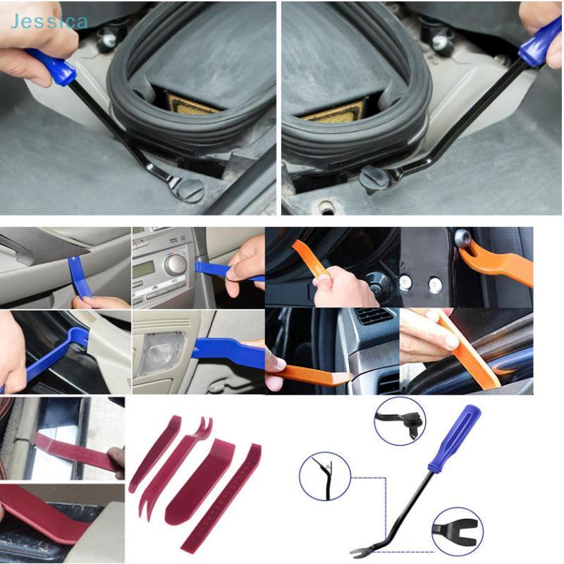 5Pcs No Scratch Plastic Pry Tool Car Trim Removal Tool Kit Interior Door Panel Clip Fastener Removal Set For Vehicle