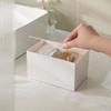 Transparente Klapp-Wattestäbchenbox Kunststoff-Kosmetik-Organizer Zahnstocherbehälter Badezimmer