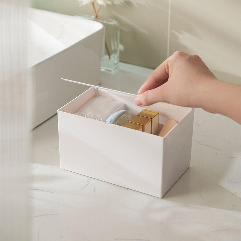 Transparente Klapp-Wattestäbchenbox Kunststoff-Kosmetik-Organizer Zahnstocherbehälter Badezimmer