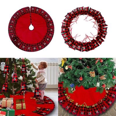 Christmas Tree Skirt Foot Carpet Base Cover with 24 Day Countdown Home Mall Family Gatherings Festive Holiday Decoration
