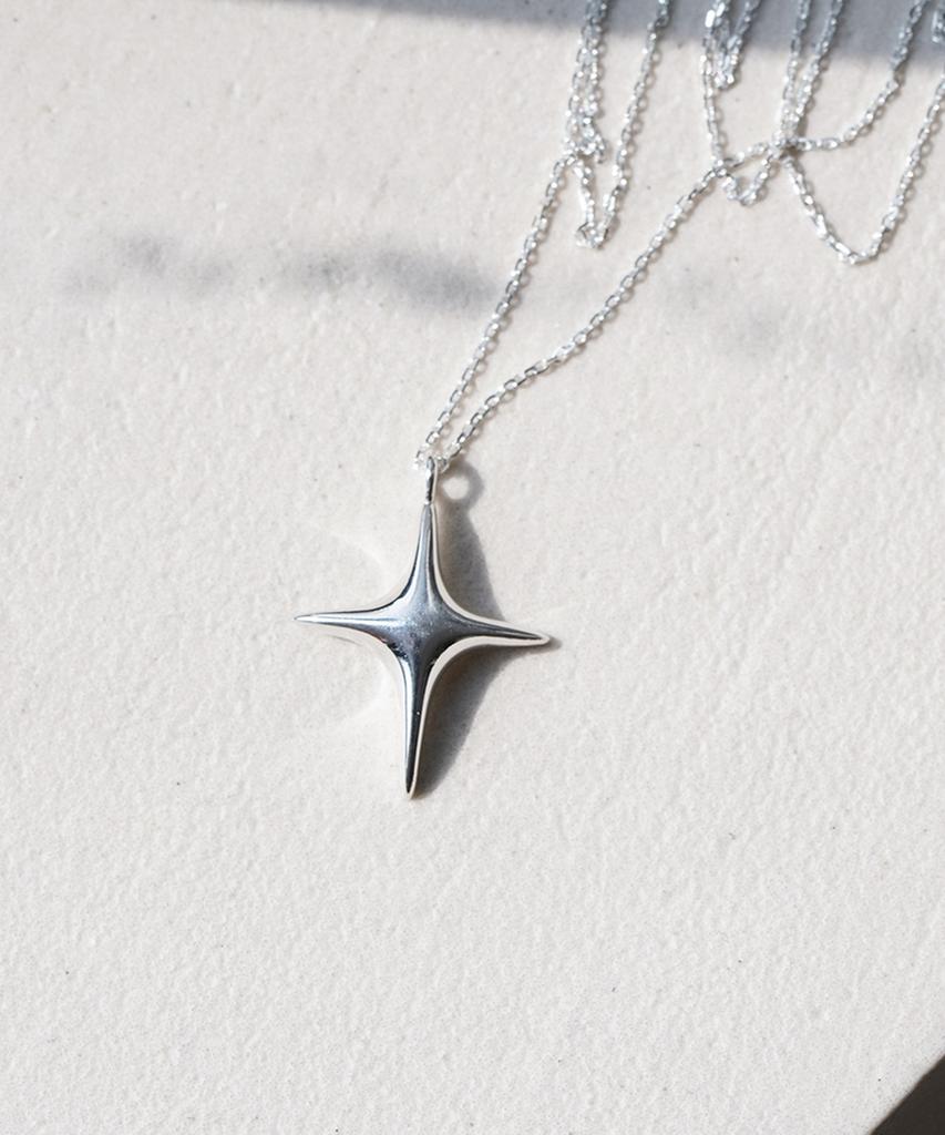 Alleun Silver 925 Star Cross Chain Lucky Long Silver Necklace