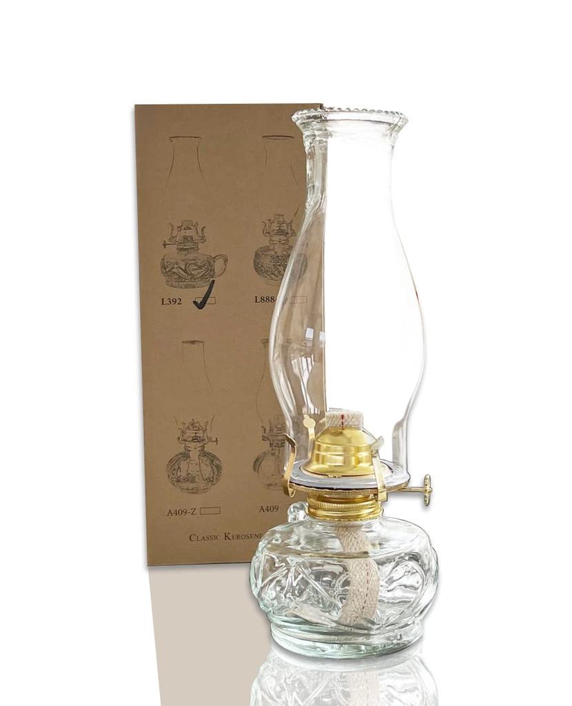 Cywinfow Handmade Kerosene Lamp Lantern, Vintage Kerosene Lamp, Paraffin Oil Lamp L392 (Transparent - Gold)