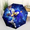 Sonic the Hedgehog Glasbrecher Regenschirm, Tragbarer 3-fach Kompaktregenschirm für Männer & Frauen, Valentinstag Muttertag