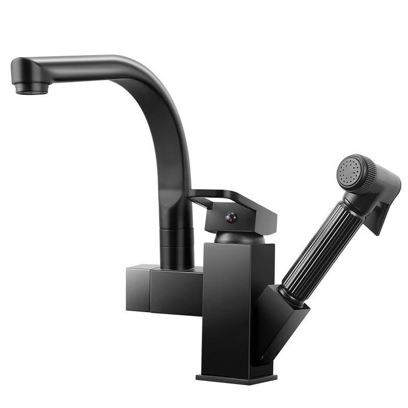 TLXT Black Robotic Pull-Out Kitchen Faucet