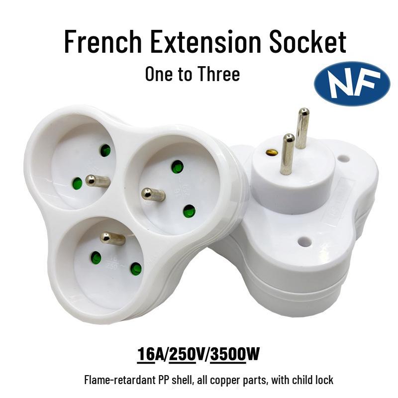 French 1-to-3 Power Converter Plug Socket for France & Belgium