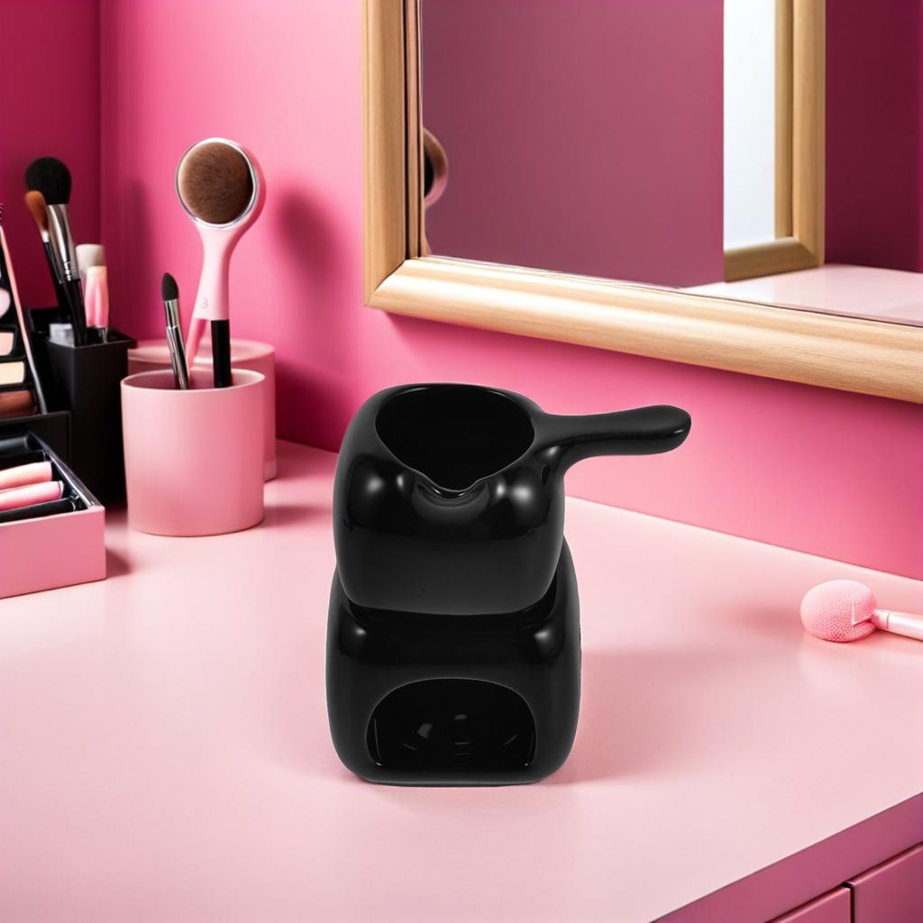 Black Ceramic Essential Oil Wax Melt Burner Aromatherapy Aroma Diffuser for Home Fragrance Bedroom Decor Housewarming Present