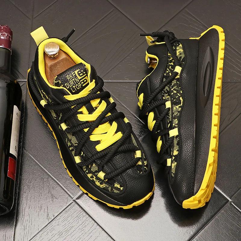 

Модные мужские кроссовки для ходьбы, мужская повседневная обувь, модные брендовые кожаные мужские кроссовки, обувь для мужчин, дизайнерская мужская обувь на платформе 43 чёрный