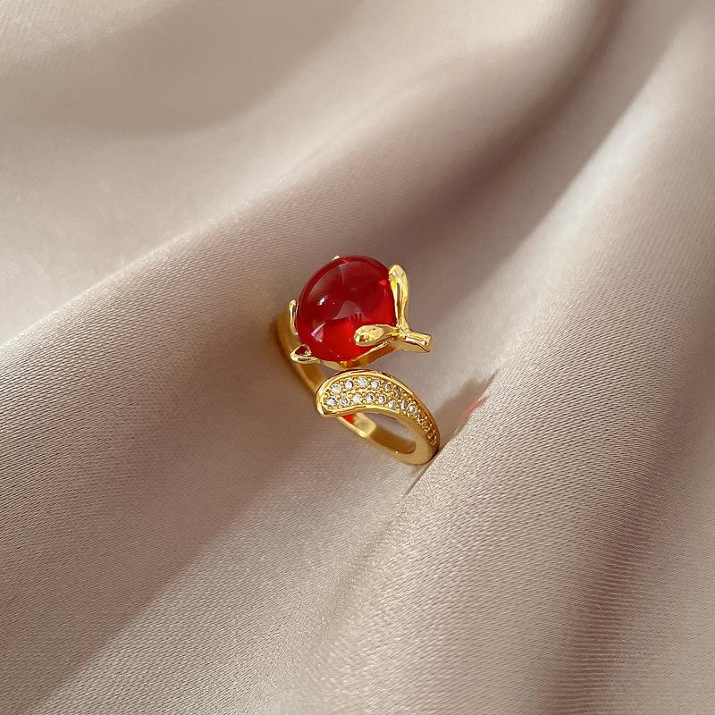 Design Wind Geometric Diamond Bead Ring Women'S Cold Wind Open Ring