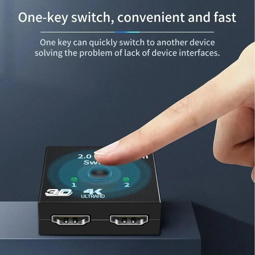 4K Switch KVM Bi-Direction 1x2/2x1 HDMI-compatible Switch 2 In1 Out for TV Box PS4/3 Switcher Adapter HDMI-Compatible Splitter