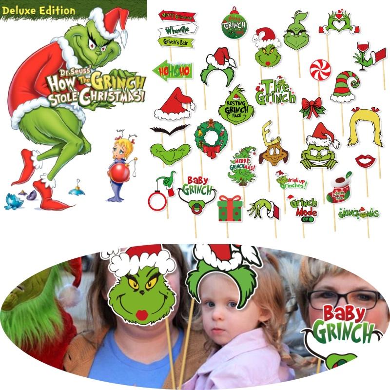 Green Grinch Christmas Party Photo Props Funny Decorative Supplies For Party