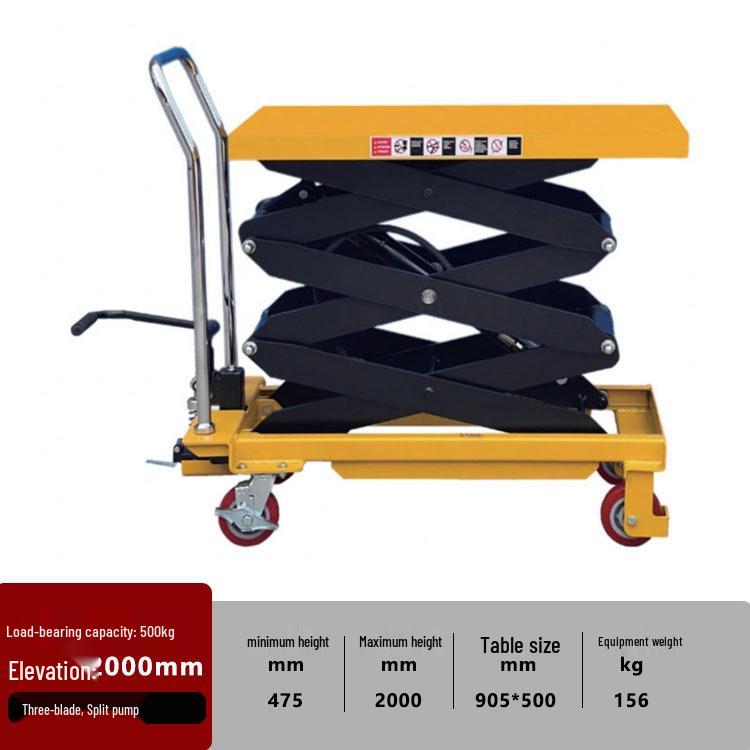 Electric Foot-Operated Platform Cart: Compact Manual Hydraulic Lifting Trolley for Warehousing