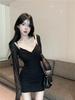 JIYUTOR Sexy Mini Cabaret Bodycon Party Solid Gathered Dress Women's Dress, Dress, Dress, Dress, Color, Sexy, Slimming, Sheer, V-Neck, Décolleté