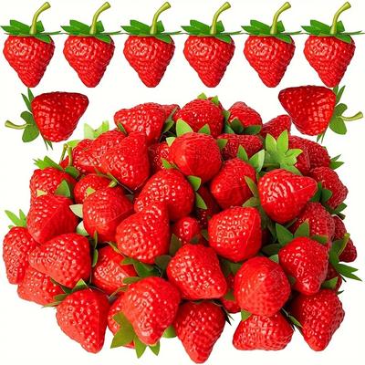 10/20pcs Simulation Strawberry Artificial Strawberry Fake Fruit Home Holiday Party Decoration Photography Props