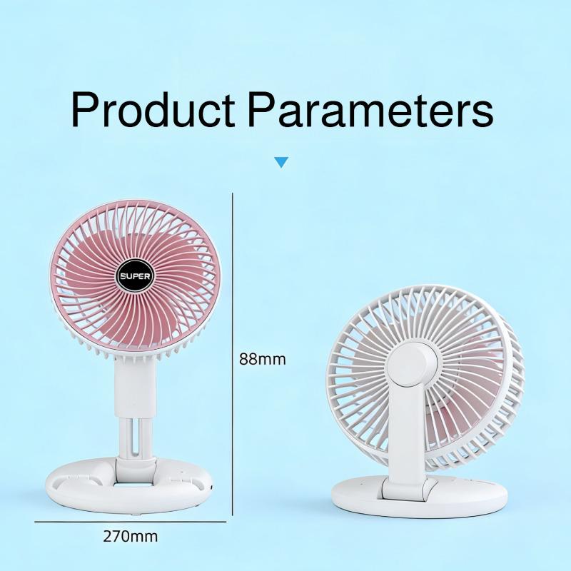 2026 Desktop Retractable Fan USB Rechargeable Folding Portable Silent Mini Air Circulator for Student Dorm Home Office