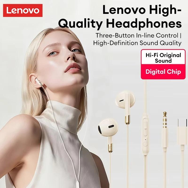 NYA Lenovo Y106 Trådbundna Hörlurar In-Ear Hörlurar Med Inline-Kontroll 3,5 mm USB Typ C Brusreducering HiFi Stereo Musik Hörlurar Med Mikrofon