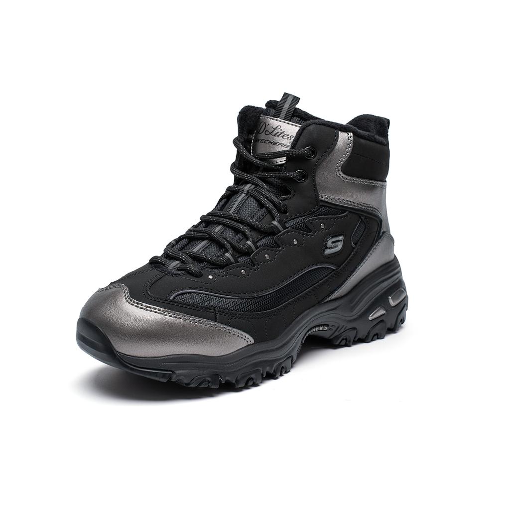 Skechers DLites Fabric Synthetic Leather Comfortable Lightweight Shock Absorbing Wear Resistant Warm Non Slip Mid Top Dad Shoes 169077-BBK