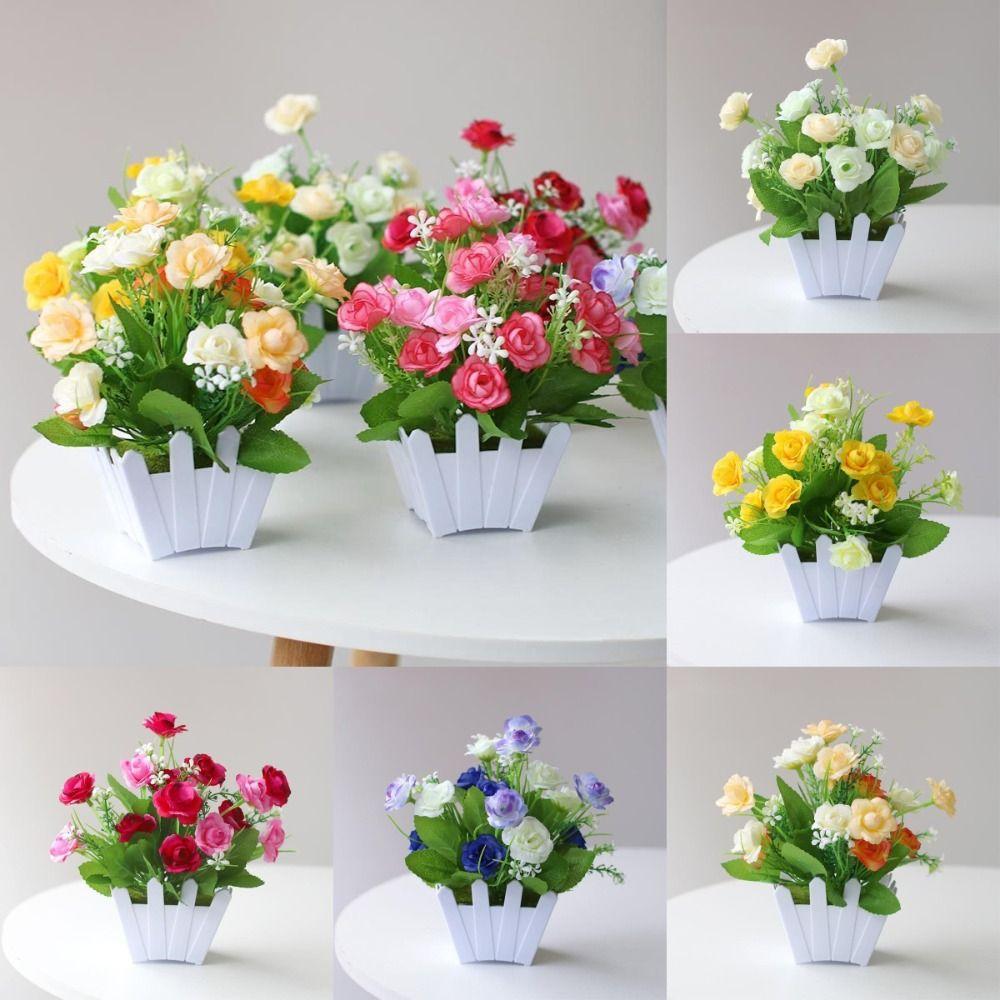 Simulation Künstliche Topfpflanzen Rosa Plastik Falsche Blume Innendekoration