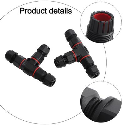 5Pcs Cable Connectors Waterproof IP68 T20 3-Pin Cable Connector T-Shape Junction Box Press Type Power Connector Electrical