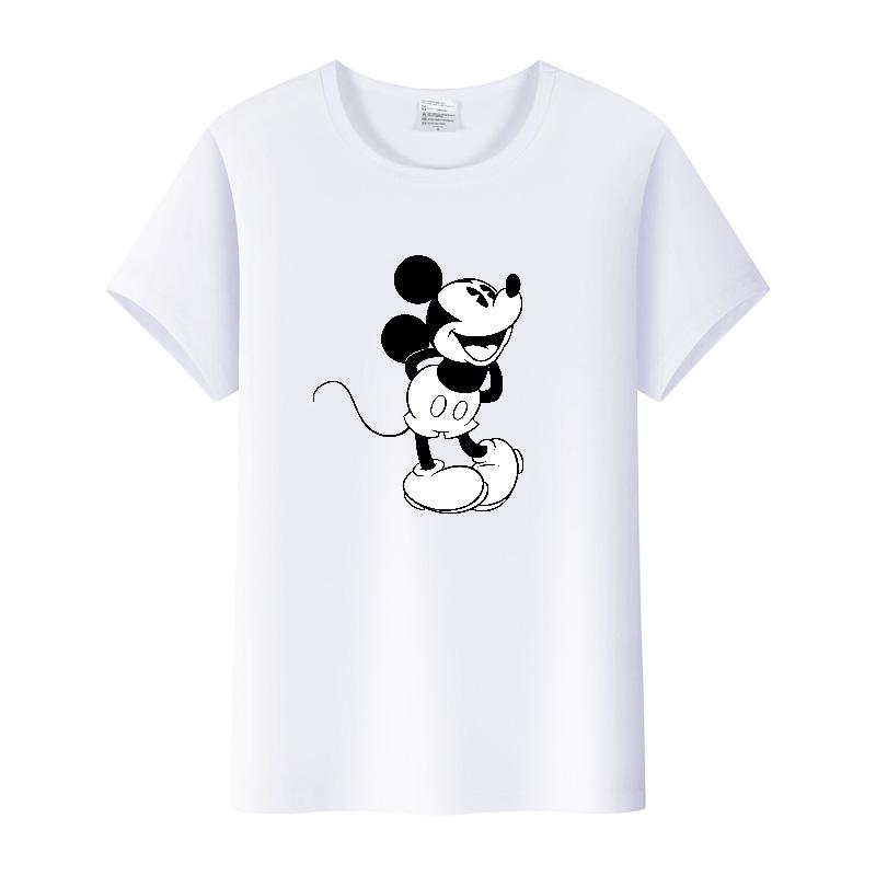 Vintage Unisex Cartoon Tshirt Mickey Mouse Tops Graphic Clothes Summer Blouses Short Sleeve T-shirt White Tees