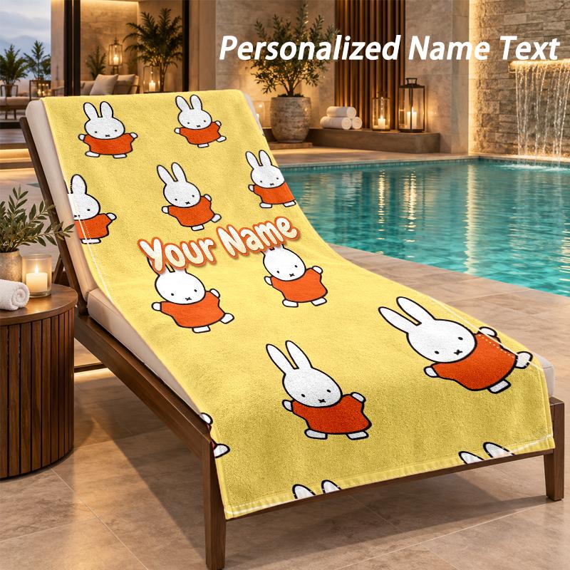 Miffy Custom Name Beach Towel Large Soft Towel for Indoor Bathroom Outdoor Beach
