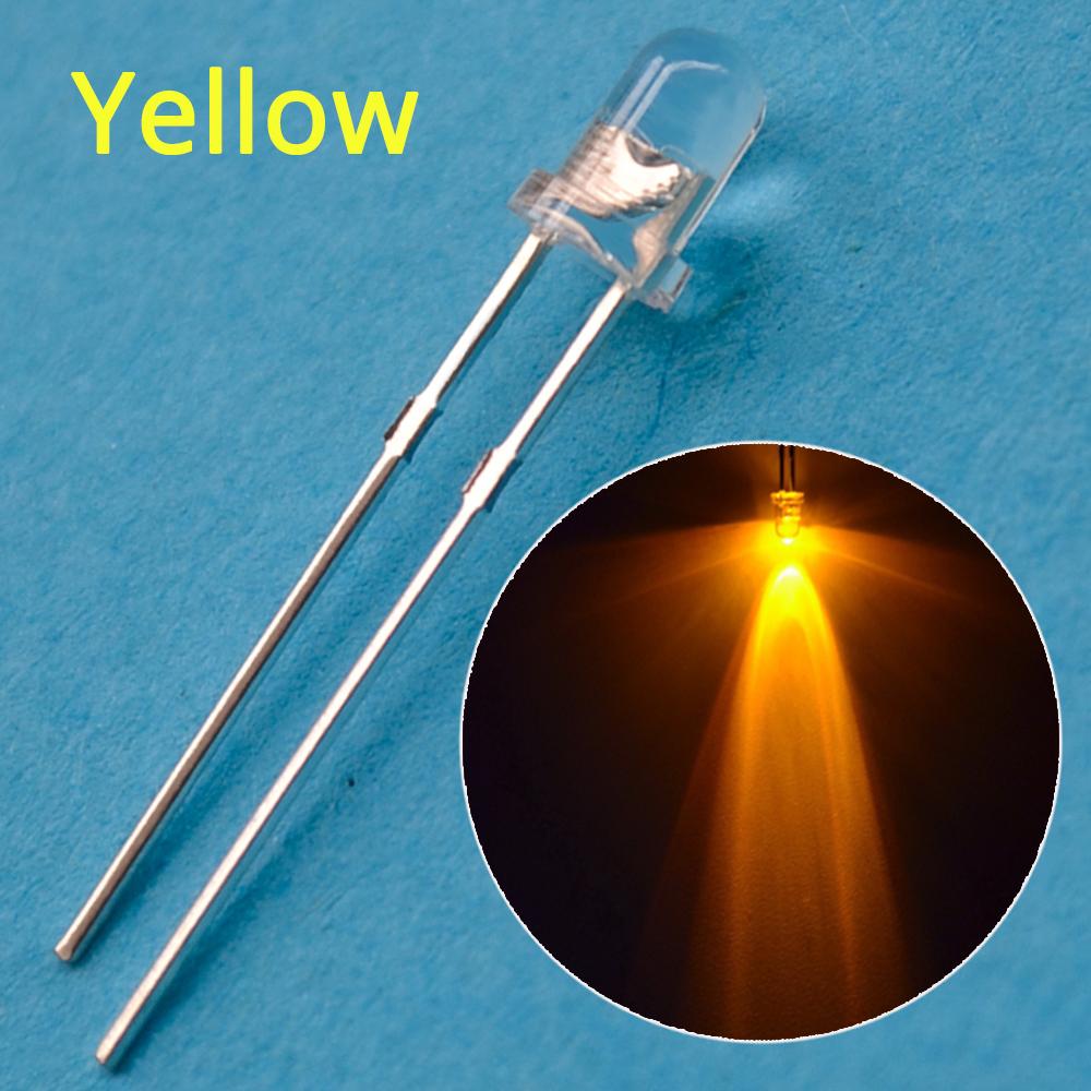 100Pcs White Blue Red Yellow Green 5mm 3mm Round LED Assortment Kit Ultra Super Bright Light Emitting 6000-6500k Diode Bulb Lamp