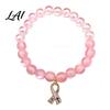 Versatile Commuting Casual Bracelet Breast Cancer Awareness Bracelets for Women Ribbon Support Ornament Charm Beaded Elastic Bracelet Encouragement