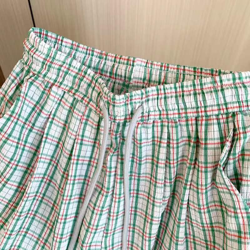 Women's Patchwork Color Contrast Plaid Loose Mopping Casual Fashion Wide Leg Pants