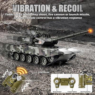 1:24 RC Battle Tank Remote Control Ger Leopard II Army Tank That Shoots for Kids and Adults 2.4G Tank Model Toy with Sound Effects Lights and Smoke