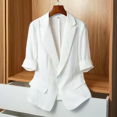 Damen Sommer Slim-Fit Blazer: Lässiger, kurzärmeliger, leichter Blazer
